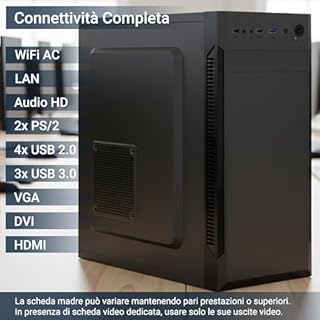 PC Fisso Completo - Computer Desktop Intel Core i5-6400 • RAM 32GB • SSD 1TB • Grafica Integrata Intel HD 530 • Wi-Fi AC • Masterizzatore DVD • HDMI • USB 3.0 • Windows 11 Pro • Pronto all'Uso