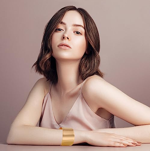 WAINIS 2 Pcs Cuff Bangle Bracelets for Women Open Wide Bracelets Gold Silver Wrist Cuff Wrap Bracelet Adjustable Jewelry Gift3