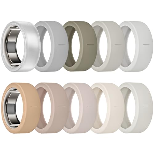 sylacor 10 Pack Ring Cover Compatible with Oura Ring Gen 4/Ceramic, Oura Ring Gen 3, Anti-Scratch Elastic Silicone Oura Ring Protector Case for Men Women Working Out Gym (10Collors-4, S (6/7/8/9/10)) by sylacor - Used condition - US$5.87