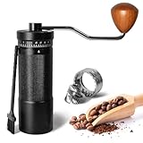 Manual Coffee Grinder with Digital External Adjustable Settings, Portable Hand Grinder with Stainless Steel Conical Burr, 30g Capacity for Travel, Camping, Office, Espresso, Pour Over (Black)