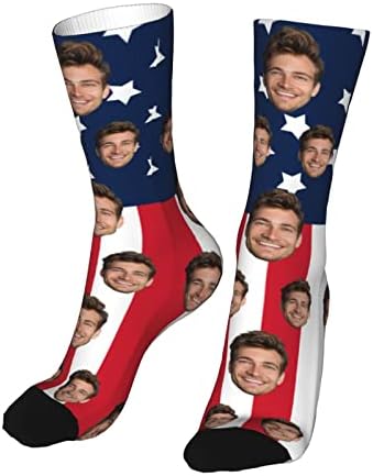 Byxhuc Custom Socks with USA Flag, Fun Personalized Gifts for Men Women Unisex Socks, Best Boyfriend Gifts for Birthday Anniversary Father's Day Christmas Valentine's Day Thanksgiving