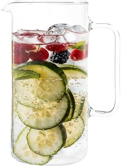 Simax Glass Pitcher, 32 Ounce (1 Quart) Borosilicate Glass, Hot and Cold Safe Iced Tea Pitchers for Drinks, Made in Europe Glass Water Pitcher, Cocktail Jug, Lemonade, Sangria
