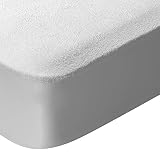Pikolin Home - Protector de Colchón Impermeable Rizo y Transpirable Absorbente, Certificado Oeko-Tex, para Cama de 135, hasta 32 cm de Altura - Cubrecolchón 135 x 190/200 cm