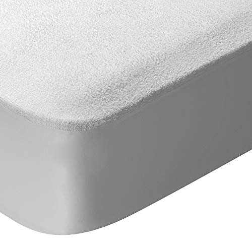 PIKOLIN Ochraniacz na materac do łóżeczka dziecięcego 60 x 120 cm – wodoodporna, chłonna tkanina frotte, do 32 cm, oddychająca, cicha, Öko-Tex, wszechstronna ochrona, nakładka na materac premium do