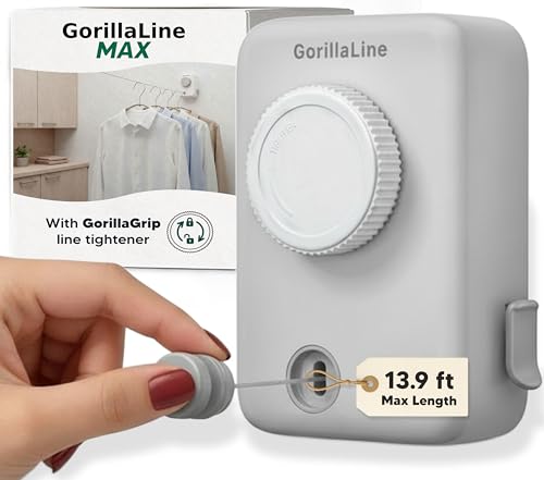 GorillaLine Max – Retractable Clothesline Indoor...