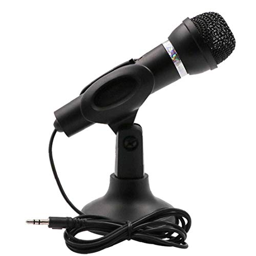 Hotaden Microfono a condensatore 3.5mm Stereo di casa Mic Supporto da Tavolo per Pc Skype Video Chat Gaming Podcast Recording