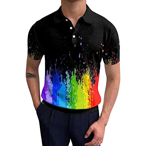 Mens Shirts Large Tall T Shirts For Men Men's Printed Sports Casual Shirt Loose Short Sleeve Top #TOP1