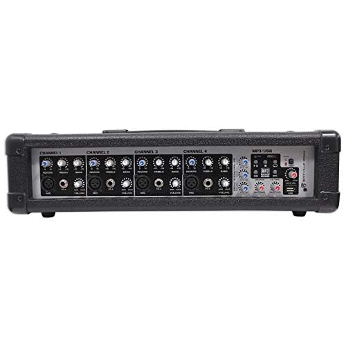 Rockville RPM45 1800w Powered 4-Channel Mixer Amplifier, USB, EQ, Effects, Phantom Power,…
