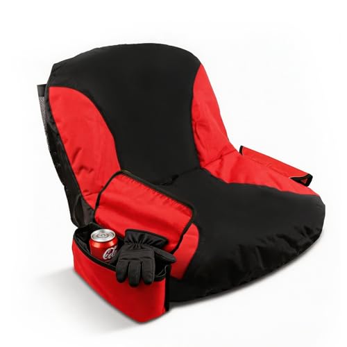 Lawn Mower Seat Cover Weatherproof Anti-Slip Tractor Seat Cover Universal Fit for Craftsman Cub Cadet Toro Kubota John Deere Riding Mower (M Black&Red)