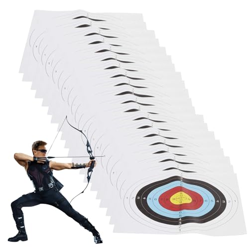 TusaMer Archery Target Paper, 20PCS 24Inch/16Inch 10 Ring Shooting Targets Paper, Hunting & Shooting Practice Clear Painting Archery Targets for Backyard Accessories.