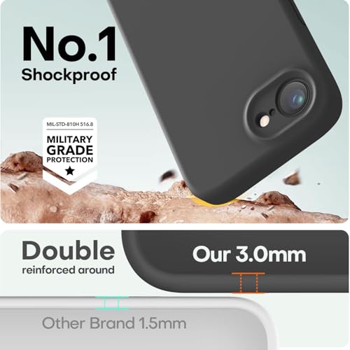 Image of LOVE 3000 Designed for iPhone 16e /17e Case, Premium Silicone with [Soft Anti-Scratch Microfiber Lining] Shockproof Protective Phone Case for Men Women Girls 6.1 inch, Black