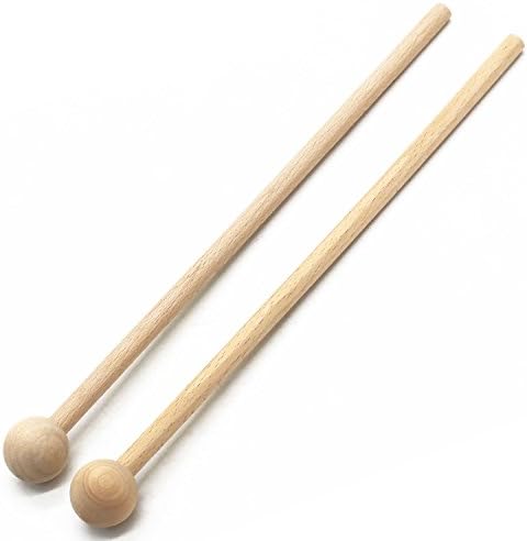 WEICHUAN 12.5" Bell Mallets Glockenspiel Sticks - 12-1/2" Long Wood Mallets For Energy Chime, Xylophone, Wood Block, And Bells (1 Pair)
