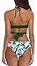 SHEKINI Women's Criss Cross Push Up Halter Bandage Bikini Set Floral Printed Swim Bottoms Two Piece Swimsuits (Large, Green)