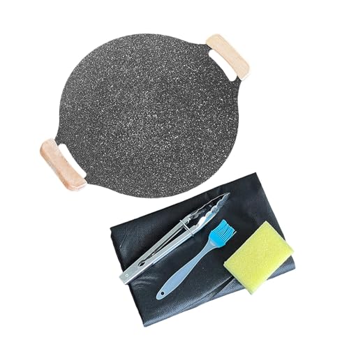 KiBcsLic Plancha Coreana para Asar, Utensilios de Cocina, Redonda, Ideal para Uso en Estufa y Exteriores, 39.5 Cm