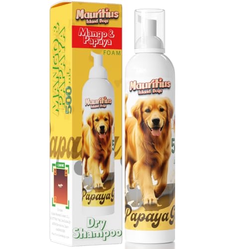 Shampoo Secco per Cani e Gatti Senza Risciacquo 500ML Schiuma Asciugatura Rapida Ingredienti Naturali Ipoallergenico Antiparassitario Idratante Lenitivo e Deodorante (Mango)