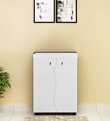 Parin Prisca Engineered Wood 2-Door Shoe Rack (White, Standard Size)