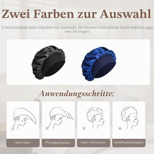 SWEET VIEW Seidenhaube Schlafmütze Schwarz/Marineblau – Bild 3