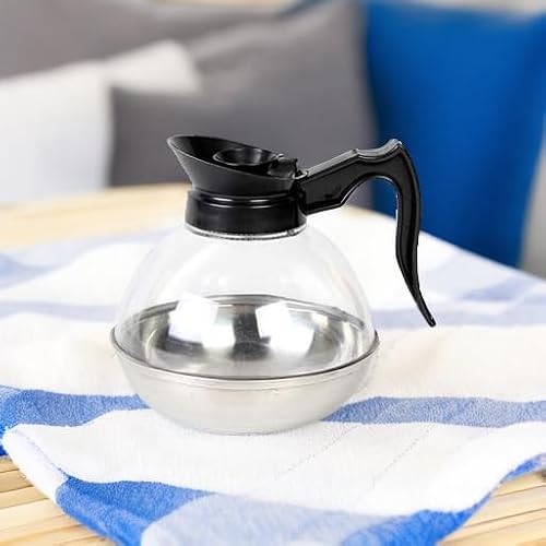 Thunder Group PLCD064 Coffee Decanter, 64 oz. Capacity, Durable Plastic Handle/top, Break-Resistant, Polycarbonate Body, Stainless Steel Base, Black - Thumbnail 3