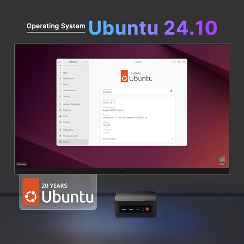 Image of BOSGAME P4 Ultra Linux Mini PC, AMD Ryzen 7 7730U 16GB DDR4, 1TB PCIe SSD, Dual LAN 2.5G & Wi-Fi 6E & BT5.2, 4K Triple Display, Ubuntu Desktop Computers for Office