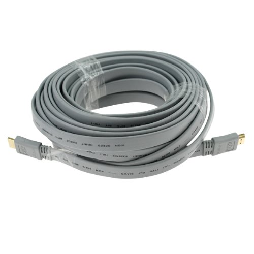 Rix Contractor Grade Long HDMI Cables, Flat Type (A-A), 35 ft, Gray