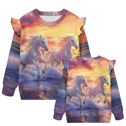 Girls Ruffle Sweatshirts for Teen Girl Versatile Kids For Girls Long Sleeve Sweatshirt Crewneck Sweatshirt 1-82