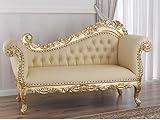  Simone Guarracino Luxury Design Chaise Longue Alejandra Estilo Barroco Francese Diván Color Hoja Oro Eco-Piel Champagne Botones Crystal Sw