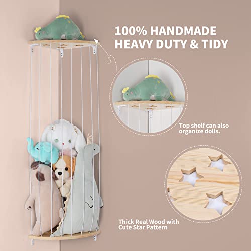 Jtksfcl Stuffed Animal Storage Wood Corner Plush Toys Holder With Star Pattern, Length Adjustable Hanging Stuffed Animal Toy Organizer Shelf For Nursery Play Room Bedroom Kid Room #TOP2