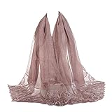 Tamaño: 190 x 85 cm. ACVIP Bufanda islámica para mujer, pañuelo para la cabeza, elegante bufanda de verano, chal para mujer Mauve. Talla única