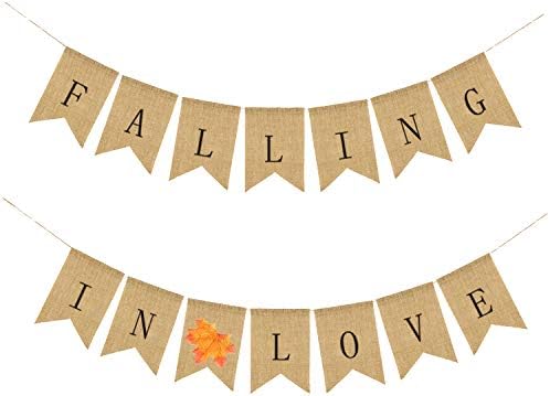 Alasida Falling in Love Burlap Banner, Great for Thanksgiving Decor, Valentines, Autumn Room Decoration, Party Decor for Birthday, Wedding, Bridal Baby Shower, Anniversary and Graduation