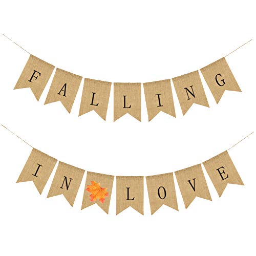 Alasida Falling In Love Burlap Banner, Great For Thanksgiving Decor, Valentines, Autumn Room Decoration, Party Decor For Birthday, Wedding, Bridal Baby Shower, Anniversary And Graduation #TOP1