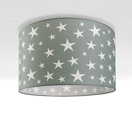 Paco Home Lampe pour enfant Plafonnier Suspension Luminaire suspendu pour chambre d'enfant, Ciel étoilé, Motif E27, Abat-jour: Taupe (Ø45.5 cm), Type de lampe: Plafonnier Blanc