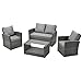Produktbild SVITA Roma Polyrattan Lounge Rattan Garten Möbel Set mit Sofa und Sessel Gartenlounge Essgruppe mit Tisch Grau