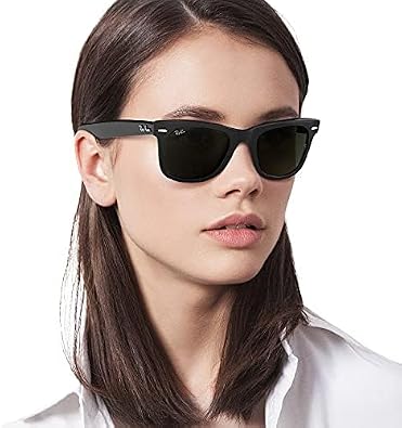 Ray-Ban RB2140 Original Wayfarer Square Sunglasses, Black/G-15 Green, 50 mm
