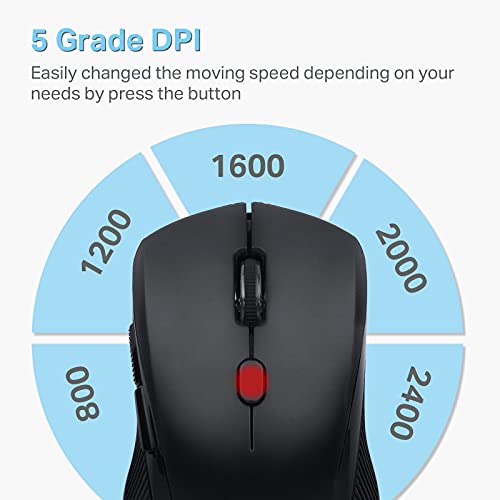 E-Yooso Wireless Mouse, Usb Cordless Computer Mouse, 18 Months Battery Life, 6 Button Wireless Mouse, 5 Adjustable Dpi, 2.4G Portable Wireless Optical Mice For Windows, Mac, Linux, Chromebook(Black) #TOP2
