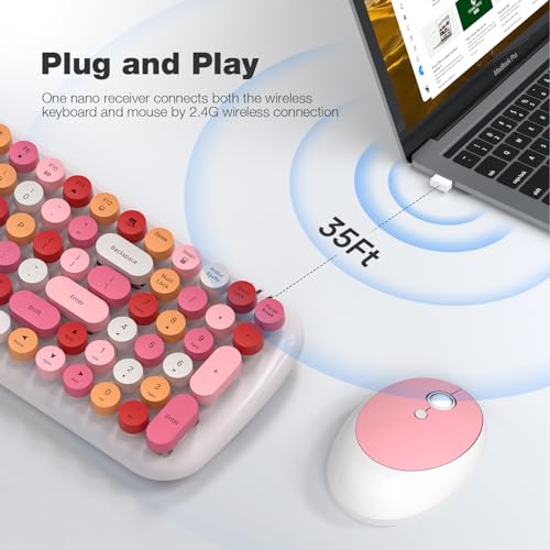 MOFII Wireless Keyboard and Mouse Combo, 2.4GHz Retro Typewriter Keyboard, Plug and Play, for PC Desktops Laptop Windows(White Mixed) — view 2