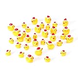 36uds Patitos Resina Navideños, 18uds Patitos Resina Grandes Miniatura y 18uds Patitos Resina Pequeños Miniatura con Sombrero Navidad Suministros Decoración Fiestas Cumpleaños y Navidad