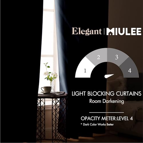 MIULEE Stone Blue Blackout Bedroom Curtains Drapes 84 Inch Long 52"x84" | Grommet Top, Room Darkening Window Drapes, Privacy Protection, Thermal Insulated, Heat Blocking, Light Blocking — view 2