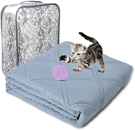 Winthome Original Weighted Blanket for Adult & Removable Cover, Heavy Blanket Designed for Insomnia, Anxiety and Stress Relief, 100% Natural Fabric with Premium Glass Beadsrs (Grey, 130x180cm 5kg)