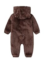 Babymine Newborn Baby Boy Girl Clothes 0-3 Months Winter Bear Onesie Brown — image 2