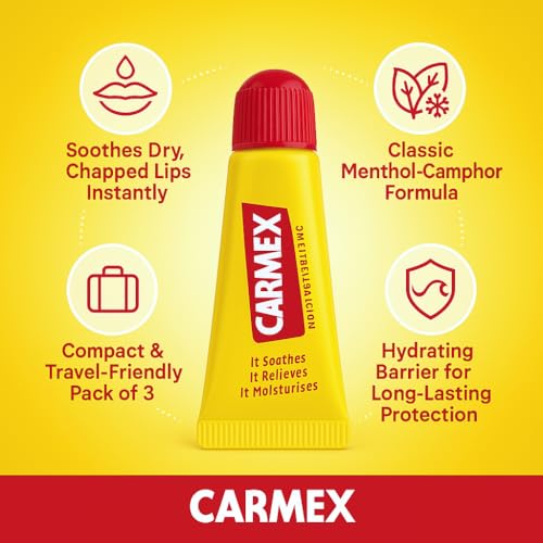 MM Carmex Classic Moisturising Lip Balm Tube 10g (Pack of 3) – Soothes Dry & Chapped Lips, Hydrating Lip Care, Long-Lasting Protection, Travel-Friendly Lip Balm - Image 3