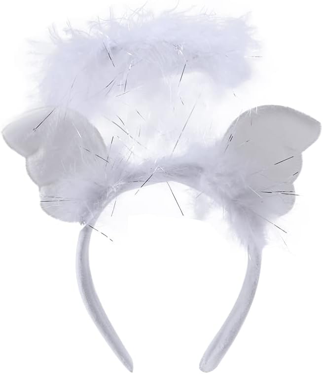 Angel Halo Headbands Feather Angel Headband Cute Headwear Angel Wings Non-slip Plush Headband Halo Hairbands With Lights(C)