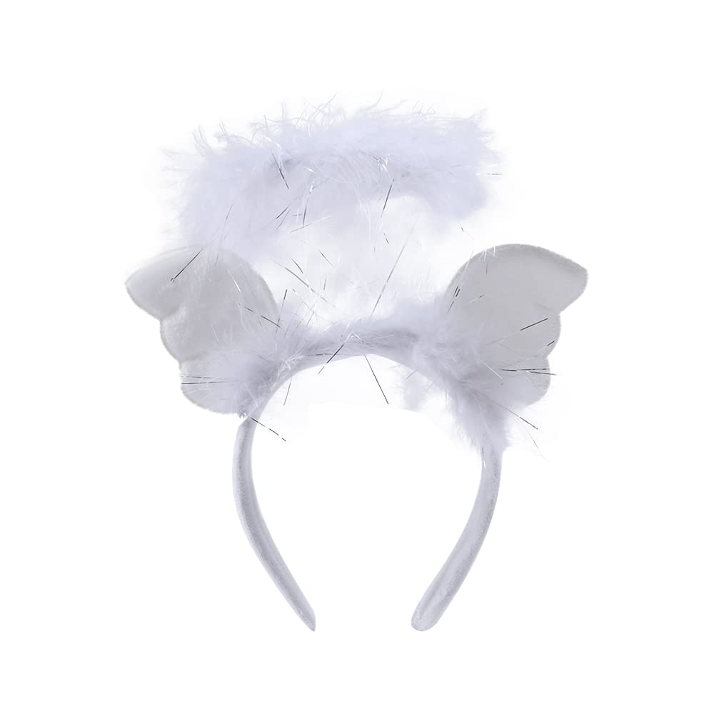 Angel Halo Headbands Feather Angel Headband Cute Headwear Angel Wings Non-slip Plush Headband Halo Hairbands With Lights(C)