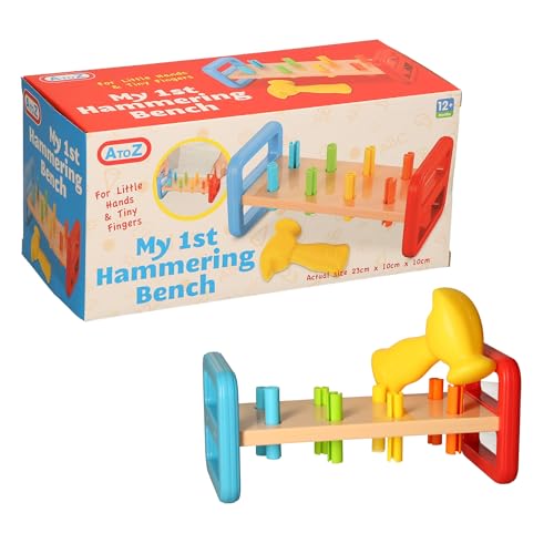 Atoz - Atoz My 1st Hammering Bench, Educational Toy for Toddlers, 23cm x 10cm x 10cm, 12+ Months