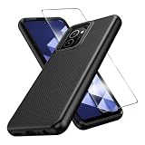 RTYJZ Compatible for hmd Vibe Case, with Tempered Glass Screen Protector, Dual Layer Hybrid Shockproof Heavy Duty Cover Phone Case - TPU Matte Textured Bumper (Black)