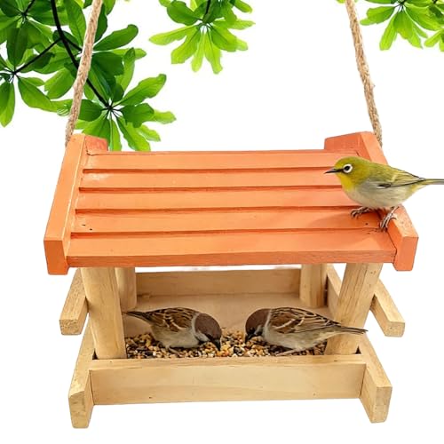 Mangeoire à oiseaux en bois suspendue extérieure grande capacité