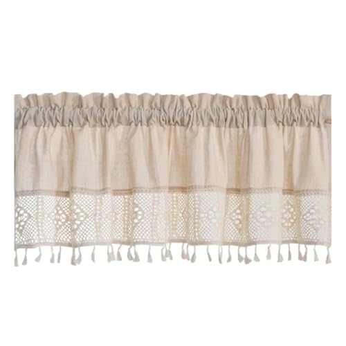 Cortinas cortas de estilo rústico con bolsillo para varilla para ventanas y hogar 7