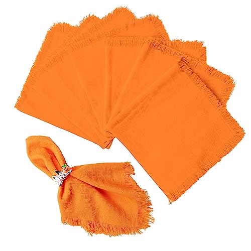 Wonlex Washable Halloween Napkins Cloth Bulk Reusable Absorbent Soft Napkins Set of 8 with Elegant Fringe for Dinner Weddings