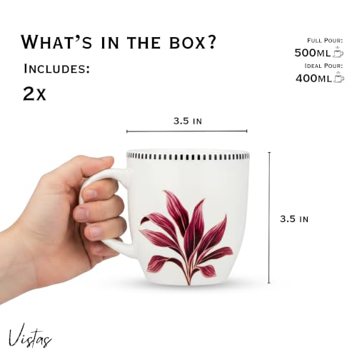 Image of Vistas Orchid Ceramic Mug Set of 2 for Coffee, 500ml Each | Microwave & Dishwasher Safe Coffee Mug | Matte Finish Coffee Cup | Mug Set, Perfect for Every Occasion, Coffee Cups & Mugs