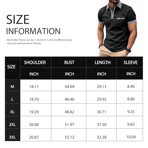 Mens Casual Polo Shirts Short Sleeve Button Golf Slim Fit T Shirt Summer Classic Stylish Tops2