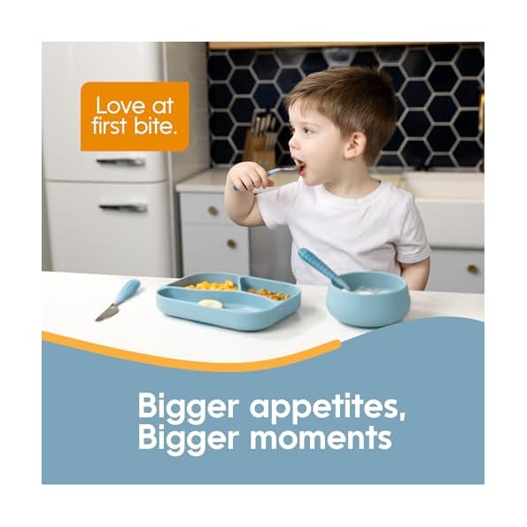 NumNum-Toddler-Utensils-Set-4th-Stage-Kids-Silverware-for-2-Years-Pre-Spoon-Fork-Spoon-Knife-GOOtensils-with-Stainless-Steel-Heads-BPA-Free-Silicone-Toddler-Feeding-Essentials-3-Pack-Blue